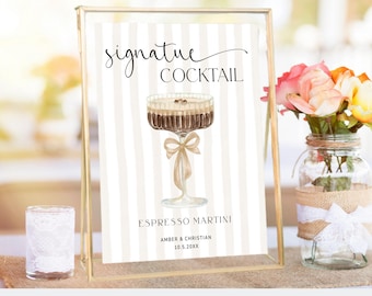Espresso Martini Signature Cocktail Sign, Espresso Martini Bar Sign, Signature Drink Sign, Editable Printable Template 0095