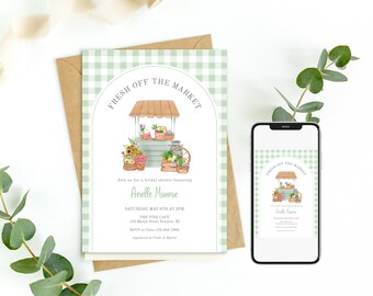 Fresh Off The Market Bridal Shower Invitation, Farmer's Market Bridal Shower Invite, She's Off the Market Evite or Printable Template 0117