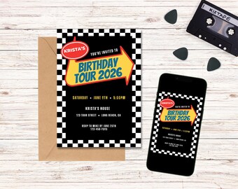 Punk Rock Music Festival Invitation, Emo Tour Themed Birthday Invite, Warped Rock Band Party, Digital Evite or Printable Template 0105