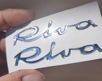 Pair of 3D resin stickers logo fiat 500 Riva