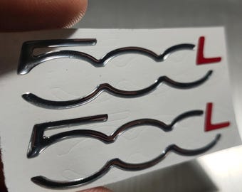 Pair of 3D resin stickers logo fiat 500 L