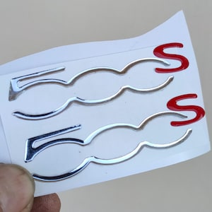 Coppia adesivi resinati 3D logo fiat 500 S