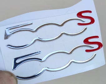 Pair of 3D resin stickers Fiat 500 S logo