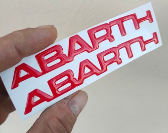Pair of 3D resin stickers with Abarth logo