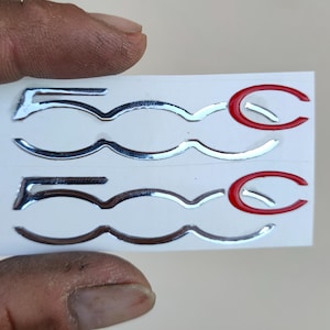 Pair of 3D resin stickers logo fiat 500 C