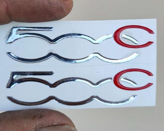 Pair of 3D resin stickers with Fiat 500 C logo