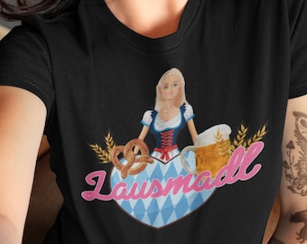 Lausmadl Trachten Doll Party Design T-Shirt I Short-sleeved women's t-shirt