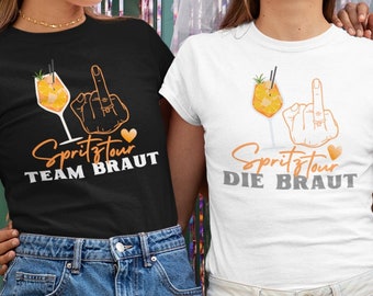 Die Braut/Team Spritztour Finger Polter Design T-Shirt I Kurzärmeliges Unisex-T-Shirt