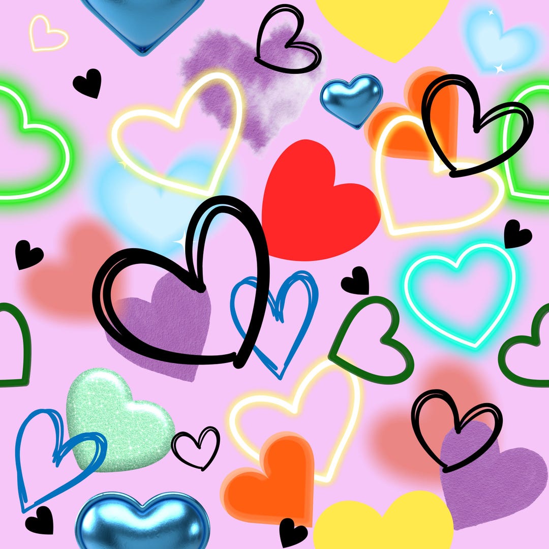 Multi Heart Design Valentines Multiple Hearts Seamless Pattern, Digital File, Commercial ...