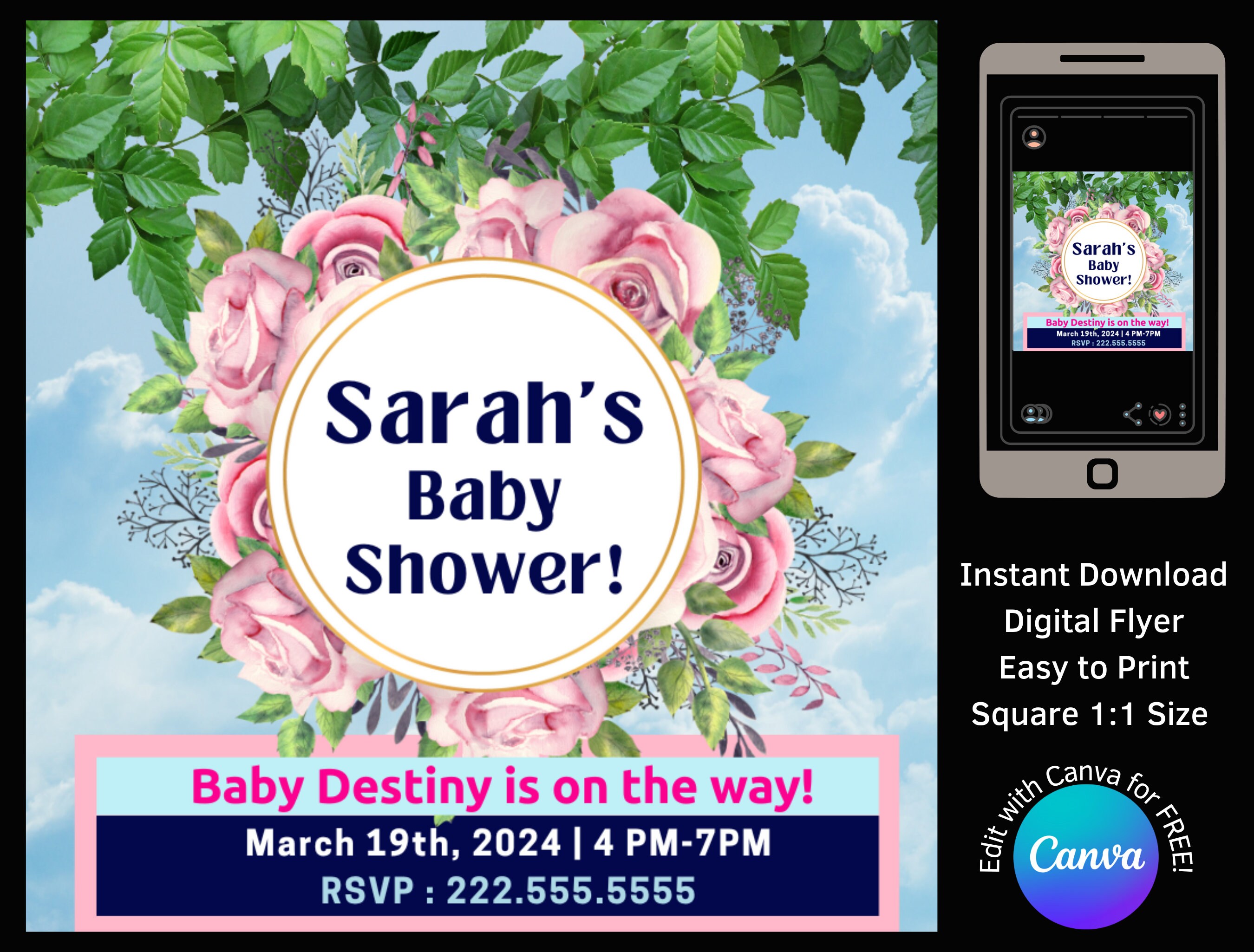 Baby Shower Paint and Sip Theme RSVP Template - Canva Editable Rsvp Party  Invitation Template Sample Digital Download - Etsy, image size:2700x2050