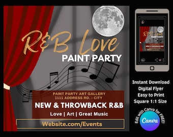 R&B Theme Paint and Sip Invitation Paint Party RSVP Template Edit with Canva | Art Instructor Promotional Art Class Schedule