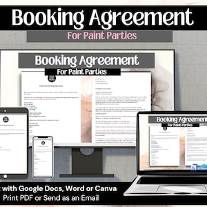 Paint Party Booking Agreement Paint and Sip Contract for Private Paint Party Art Class editable with Canva , Word Docx , Google Docs image 2