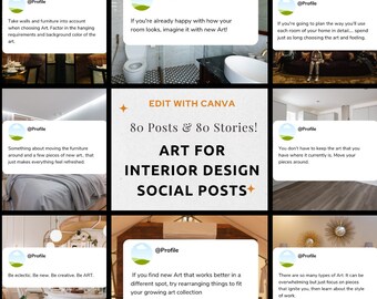Artist Social Media Post for Interior Art & Stories Bundle for Instagram Marketing Reels for Large Canvas Artist Sales editable in Canva