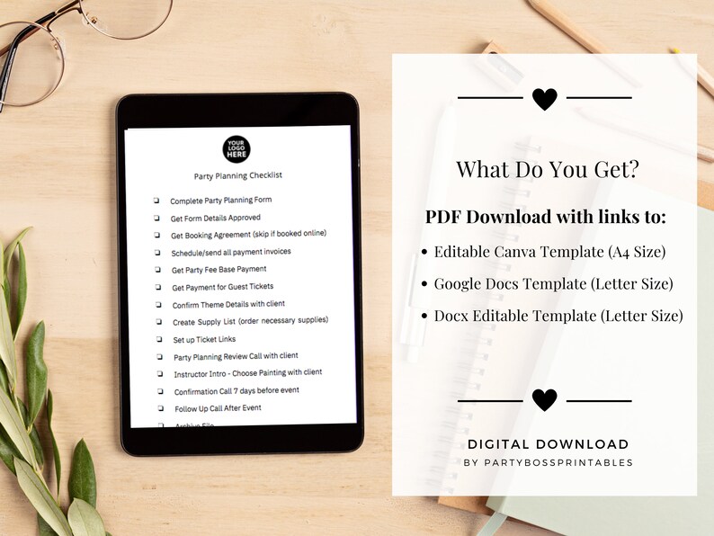 Paint Party Planning Checklist Printable Checklist Planner for Paint and Sip Party Art Class