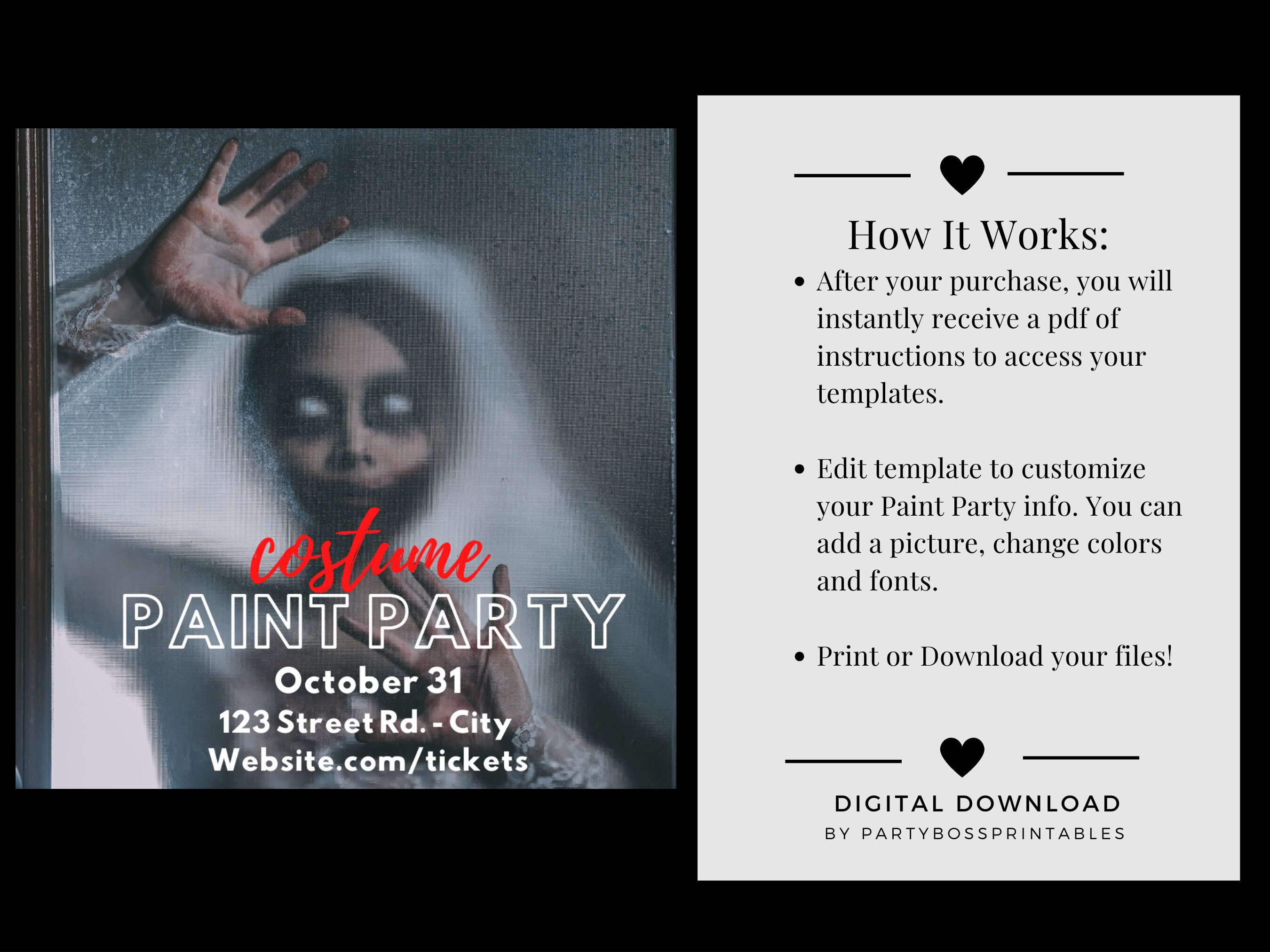 Halloween Costume Party Flyer Template | Editable 1:1 Square Design for ...