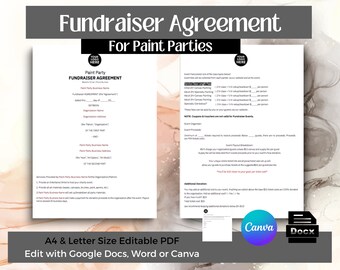 Paint Party Fundraising Agreement edit with Canva , Word Docx , Google Docs