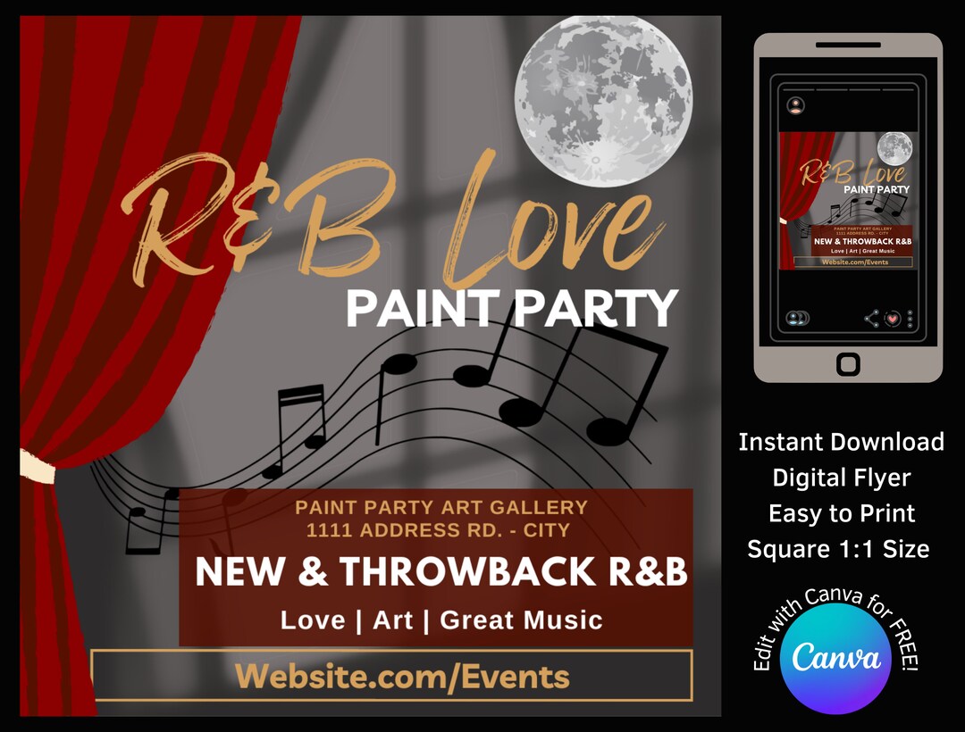 R&B Theme Paint and Sip Invitation Paint Party RSVP Template Edit With ...