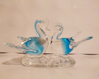 Couple de Cygnes en Verre Murano / 1950's-1960's Italie / Sommerso Seguso