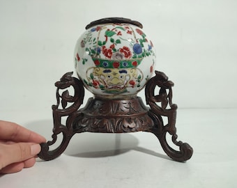1661-1722 Porcelain Potpourri Vase / China Qing Dynasty Kangxi Emperor / Chinese Vase / Free Shipping