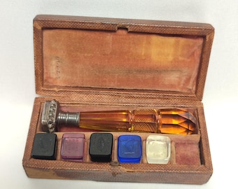 Wax Seal Intaglio Stamp Case Set Palais Royal / 1819-1838 France / Free Shipping