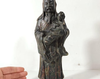 Ming Dynasty Bronze God LuXing / 1368-1644 China / Ancient Chinese Sculpture / Free Shipping