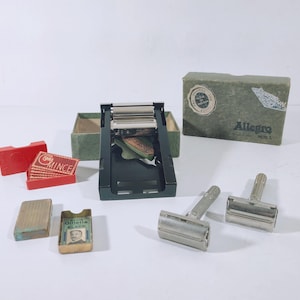 1960年代 2 ジレット I4 M1 機械式カミソリとアレグロシャープナー / アメリカ スイス / 送料無料