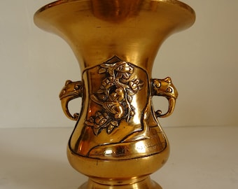 19th Century Gilt Bronze Vase / Japan / Antique Meiji Period / Dipped Gilted / Free Shipping