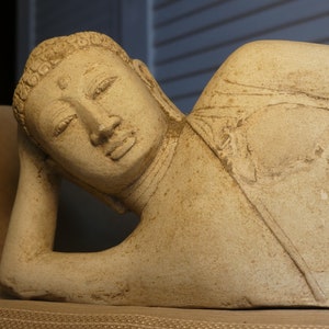 Buddha Sandstone Sculpture / 6-11th Dvaravati Culture / Thailand Burma Myanmar