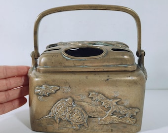 19th Century Bronze Hand Warmer, Xuande Brand / Qing Dynasty China / Chinese Hand Warmer / Free Shipping