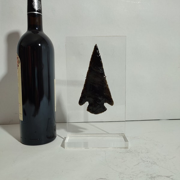 Pointe de Lance Précolombien en Obsidienne 14cm / Teotihuacan Mexique / Culture Maya Inca