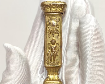 Wax Seal Intaglio Stamp Case Set from the Royal Palace in Gilded Brass / 1814-1848 France / Free Shipping