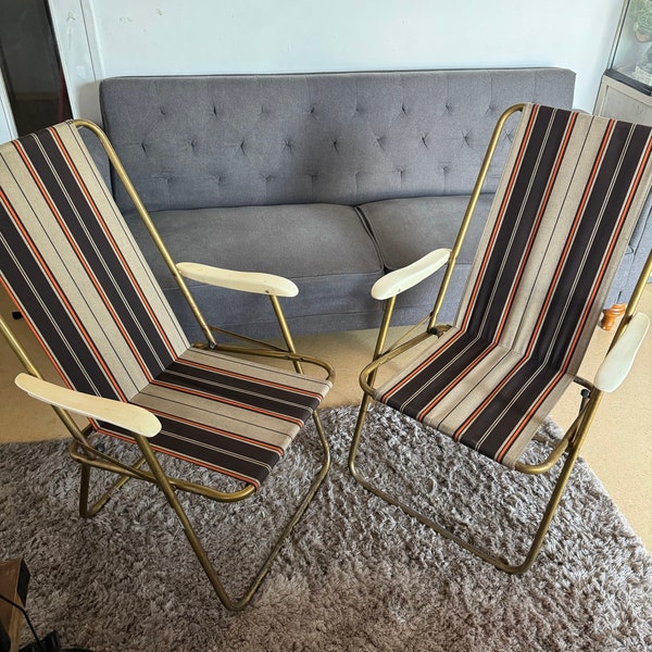 Lit de camp pliant / transat vintage Lafuma – Made in France