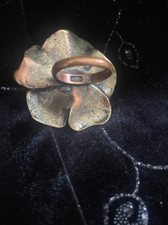 Marcasite copper vintage ring - image 2