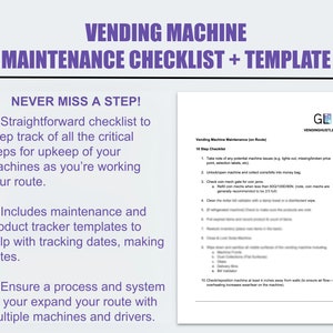 Vending Machine Business Maintenance Checklist + Product Tracking Templates, EDITABLE in WORD | pdf for PRINT