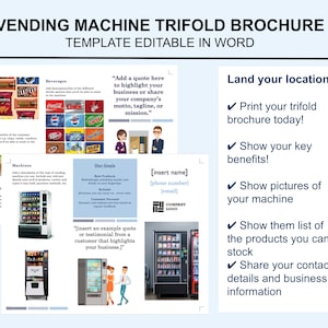 Vending Machine Trifold Brochure Template, EDITABLE Business Plan in Word