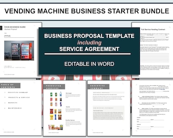 Vending Machine Business Starter Bundle TEMPLATE | Site Agreement, Business Proposal EDITABLE in Word