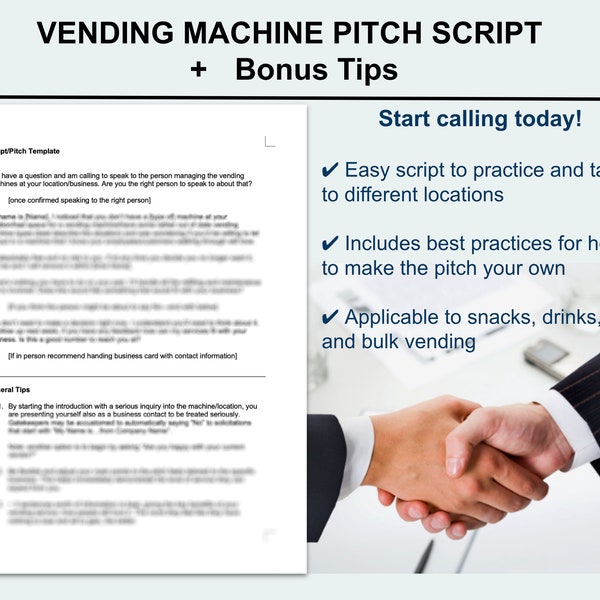 Vending Machine Business Pitch Template | How to Land Your Location | Cold Call