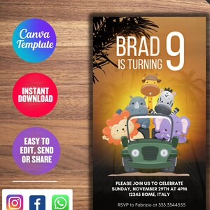 party invitation, birthday, customizable, canva, canva invitation, canva template, digital invitation, editable in canva, birthday invitation