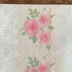 Decoupage Paper Napkins- Set of 3 Dinner Guest- Bridal, Floral, Lace, Flowers