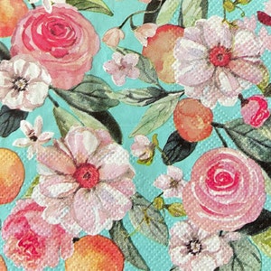 Decoupage Paper Napkins - Set of 4 Cocktail- Pink Flowers
