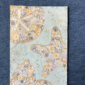 Decoupage Paper Napkins - Set of 3 Dinner Guest - Beach theme, Coastal, Seashells, Starfish