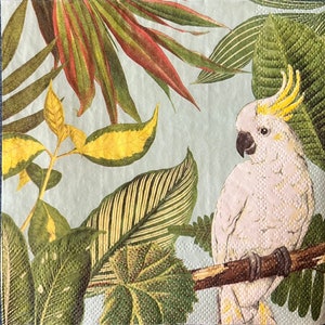 Decoupage Paper Napkins - Set of 3 - Tropical, Birds, Parrot, Floral, Greenery