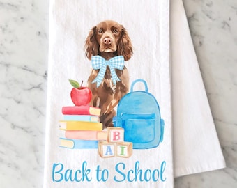Personalized Boykin Spaniel Tea Towel, Back To School Teacher Gift, Watercolor Pet Portrait, Boykin Spaniel Kitchen Flour Sack Towel