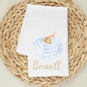 Pumpkin Gingham Flour Sack Tea Towel: Fall Kitchen Decor