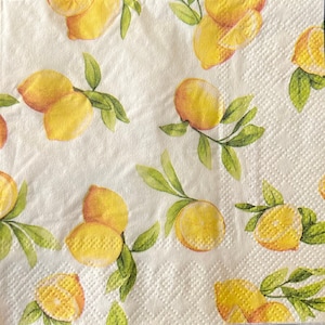 Decoupage Paper Napkins - Set of 4 Lemon Cocktail Napkins