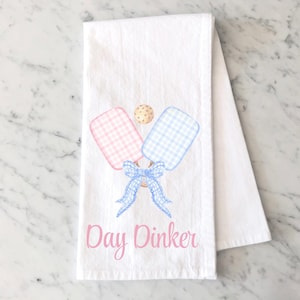 Watercolor Pickleball Flour Sack Towel, Tea Towel, Tennis, Hostess Gift, Teacher gift, Dink, Day Dinker, Kitchen Decor
