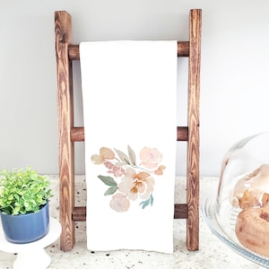 Watercolor Personlized Tea Towel, Fall Flowers, Flour Sack Towel, Hostess gift, Bar Cart, Coffee Bar