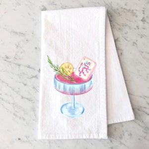 Personalized Mahjong Flour Sack Towel: Watercolor Kitchen Decor