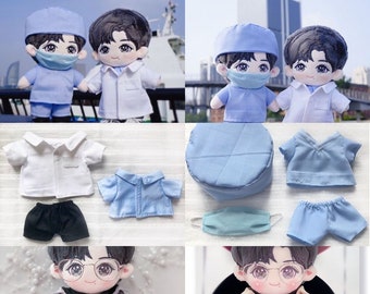 Doctor‘s suit for 20cm plush doll doctor's coat, surgical gown, white coat, Xiao Zhan Stethoscopes cotton doll glasses doll clothes