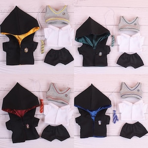 Tovenaar geïnspireerde pluche kleding voor 20 cm pluche poppenkleding Tovenaar Student Heks Student Magische school magisch pak cadeaus voor meisjes voor jongens